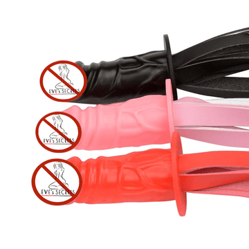 Simulation Silicone Dildo with PU Leather Whip / Vaginal Masturbator / Anal Massage Plug - EVE's SECRETS